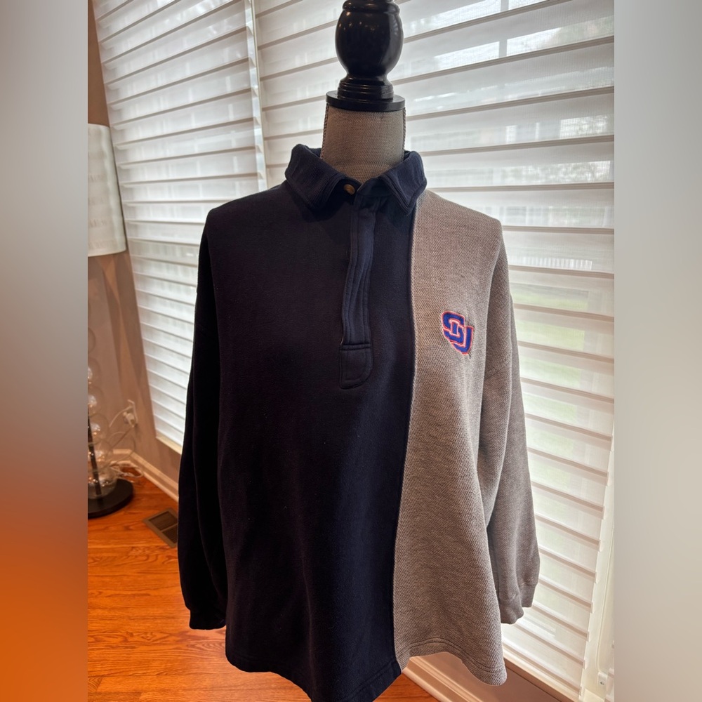 Vintage Two-Tone Navy and Gray Syracuse quarter zip rugby half Pullover